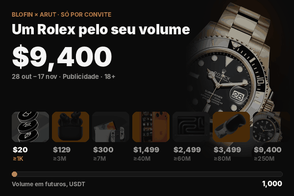 Animation: a volume meter climbs and prizes light up one by one, the last one a $9,400 Rolex